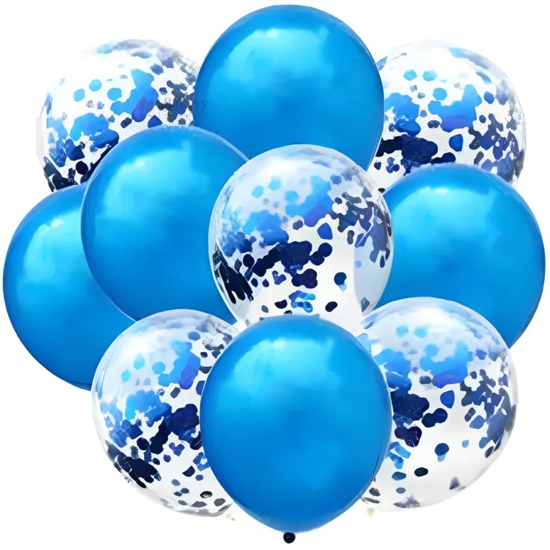 Blue Balloon Set – Latex & Confetti Combo | Party Decoration Combo | 10 pc Set | Pack of 1
