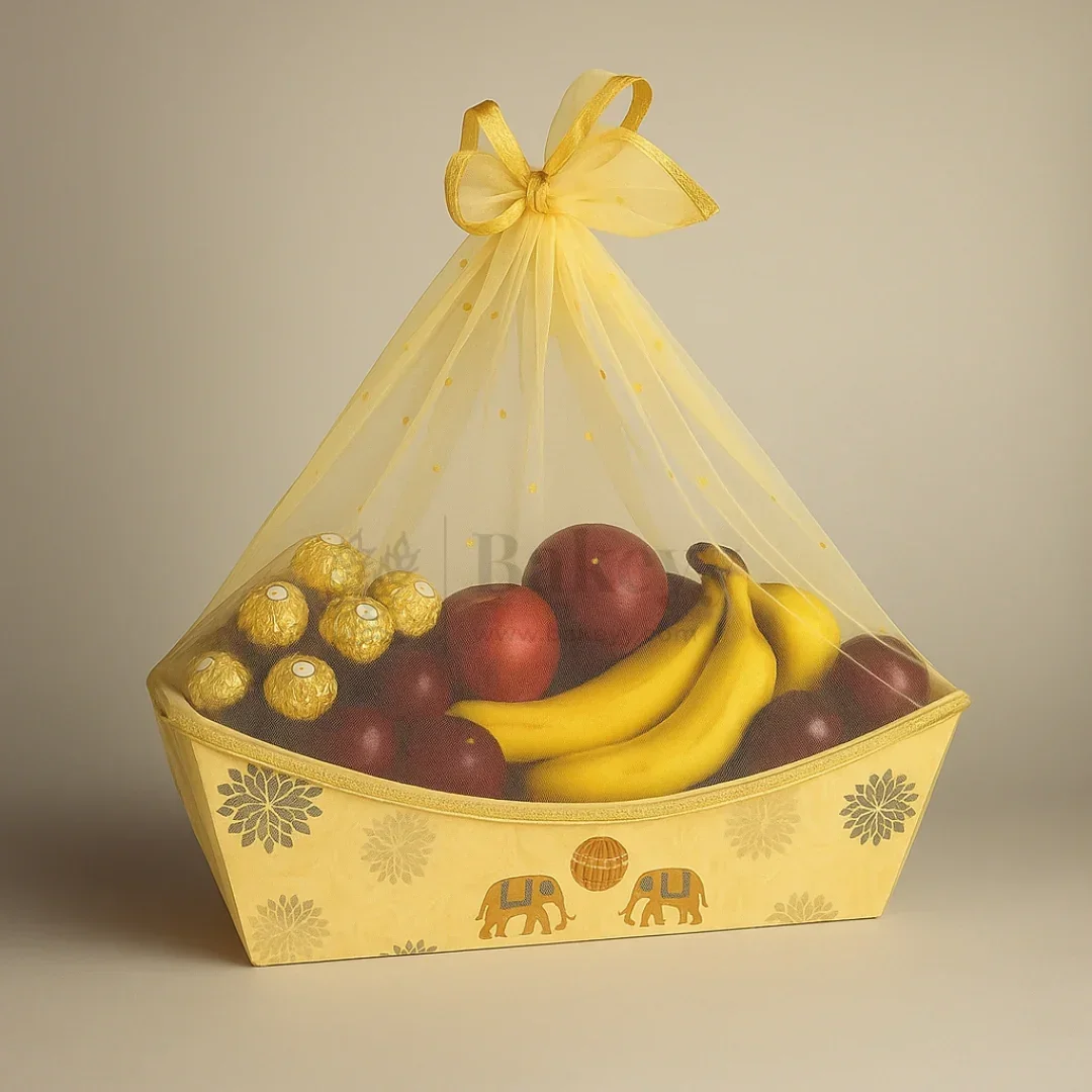 Decorative Gift Basket | Net Basket | Mixed Designs with Golden Net | 1 Piece - Image 3