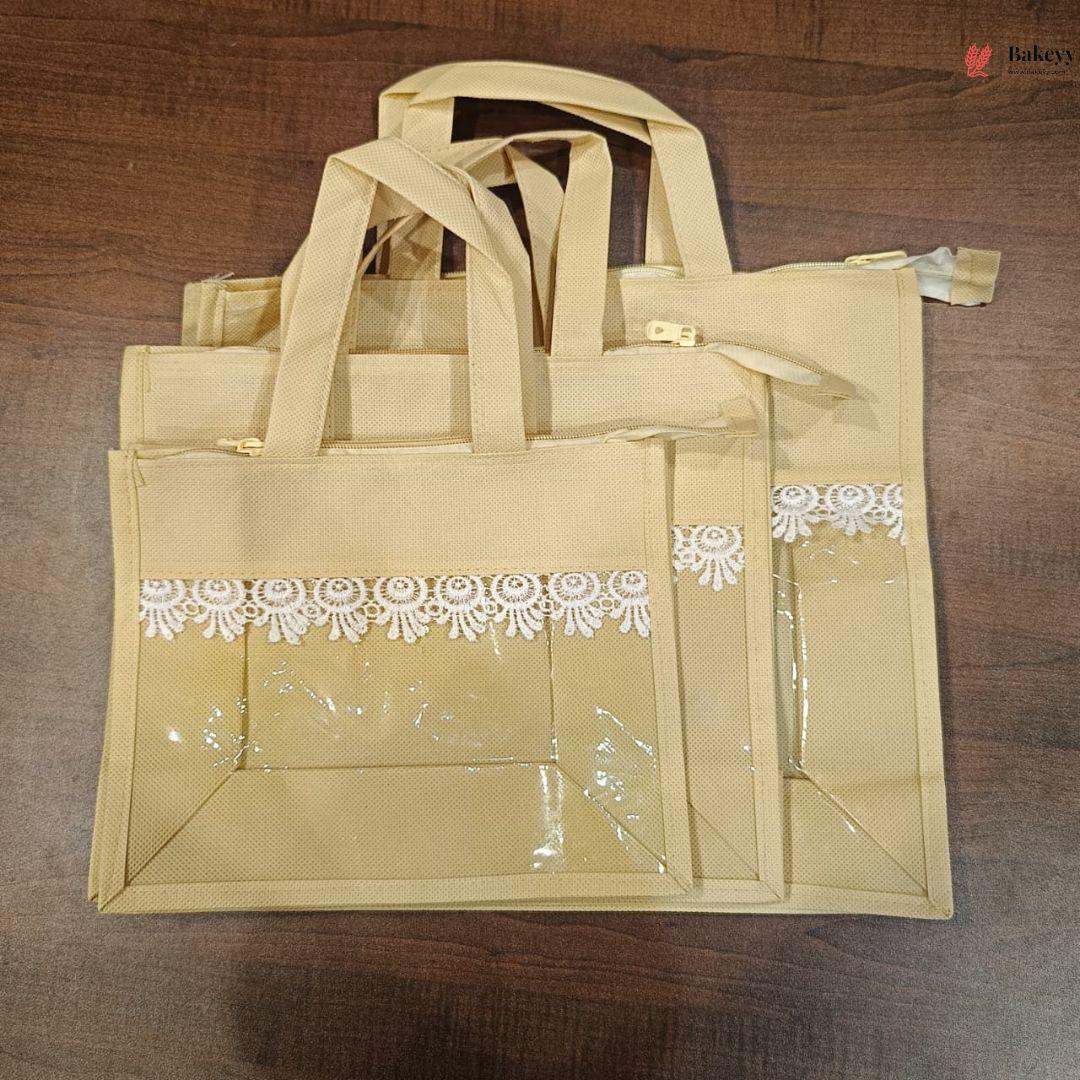 Non-Woven Window Bag with Zip Closure | Transparent Front Gift & Packaging Bag | Multiple Sizes | Pack of 12 - Image 3