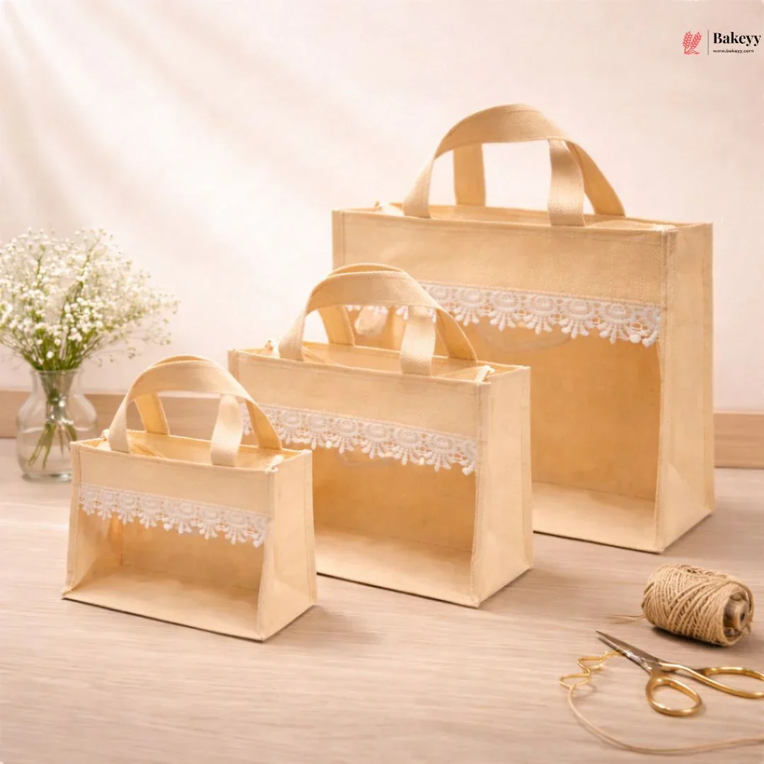 Non-Woven Window Bag with Zip Closure | Transparent Front Gift & Packaging Bag | Multiple Sizes | Pack of 12 - Image 4