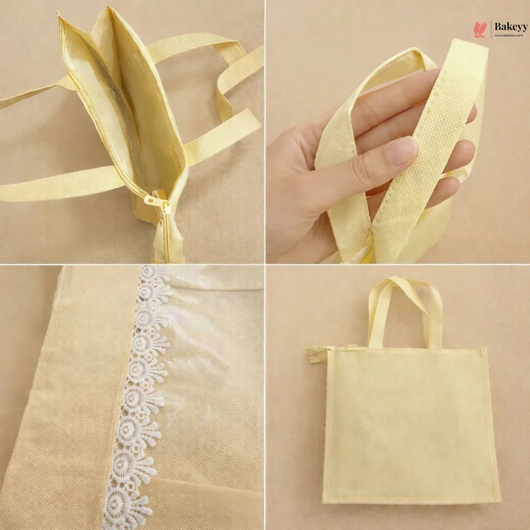 Non-Woven Window Bag with Zip Closure | Transparent Front Gift & Packaging Bag | Multiple Sizes | Pack of 12 - Image 5