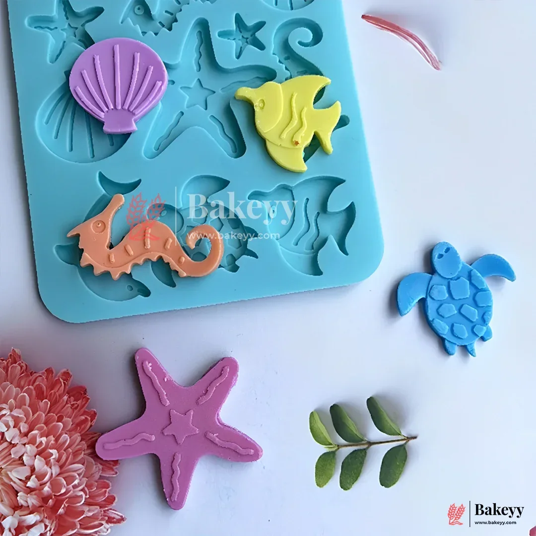 Ocean Theme Silicone Mold  | Sea Animal Fondant Mold for Cake Decorating, Chocolate, Resin & Clay Crafts - Image 3
