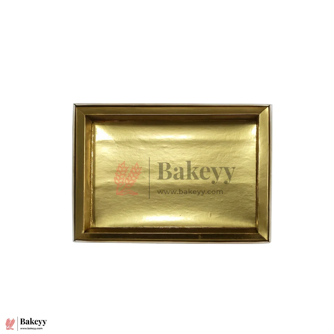 One Kg Sweet Box | 10.5x7.5x1.5 Inch | Royal Blue Floral Sweet Box with Golden Tray 1 Piece - Image 4