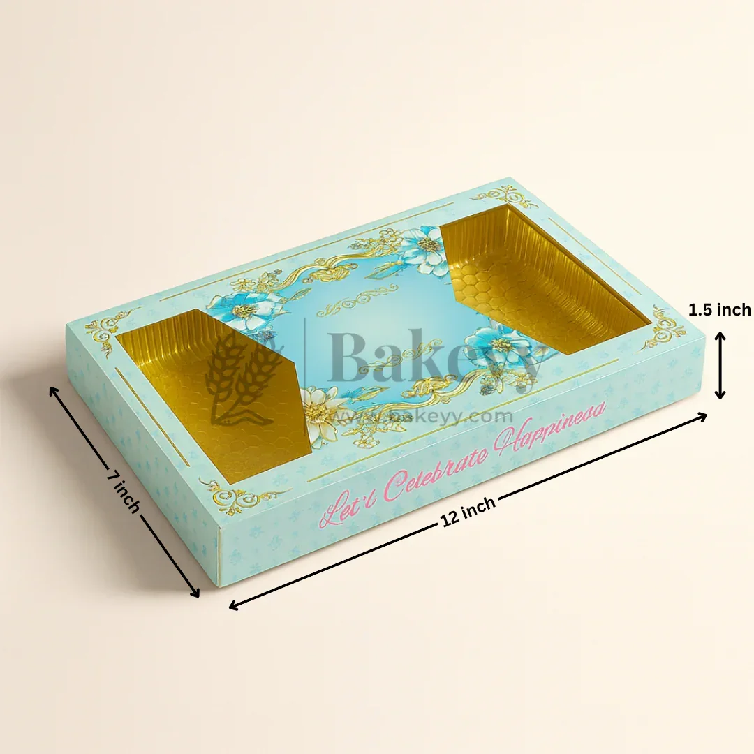 One Kg Sweet Box | Light Blue Sweet Box with Golden tray | Pack of 10 - Image 2