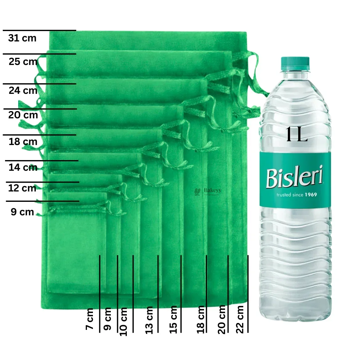 Organza Potli Bags | Drawstring Bags | Green Color - Image 2