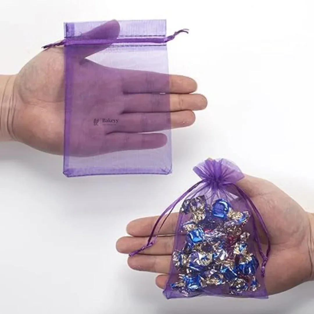 Organza Potli Bags | Drawstring Bags | Light Purple Color - Image 5