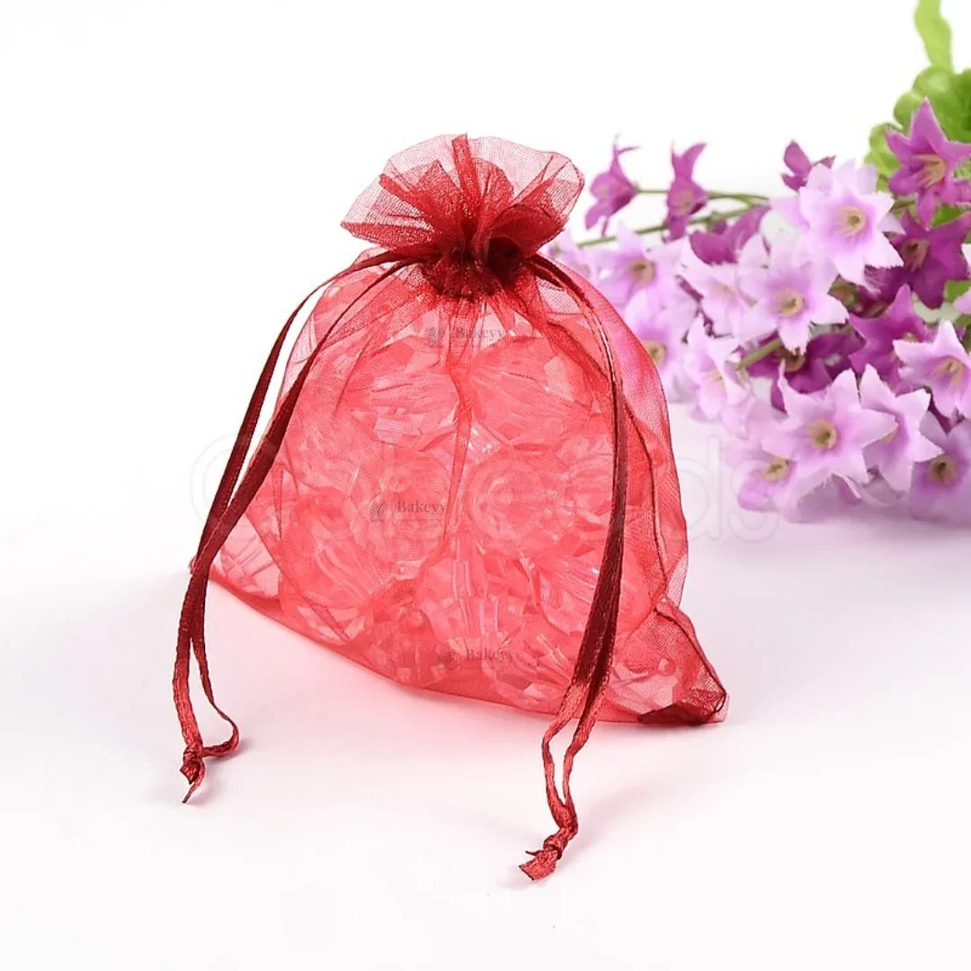 Organza Potli Bags | Drawstring Bags | Red Color - Image 5