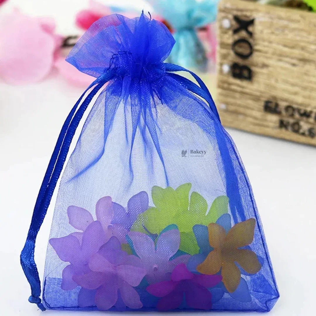 Organza Potli Bags | Drawstring Bags | Royal Blue Color - Image 3