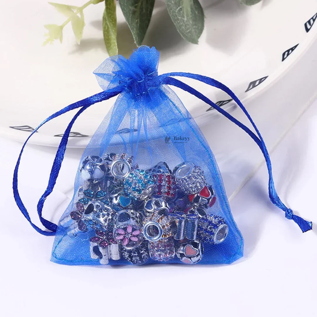 Organza Potli Bags | Drawstring Bags | Royal Blue Color - Image 4