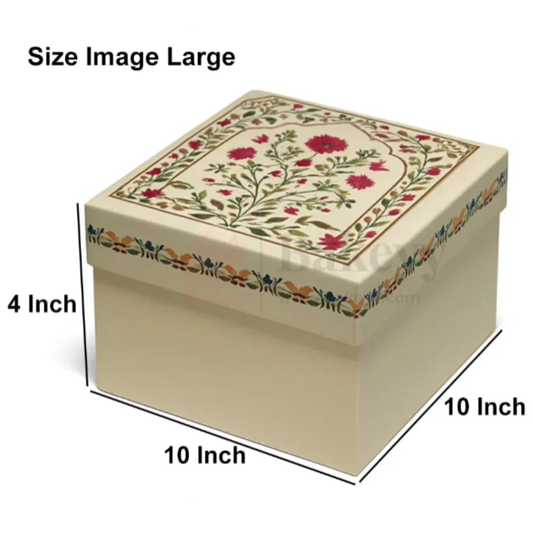 Premium Decorative Floral Print Gift Box – Square Keepsake Storage Box with Lid | Pack Of 1 - Image 10