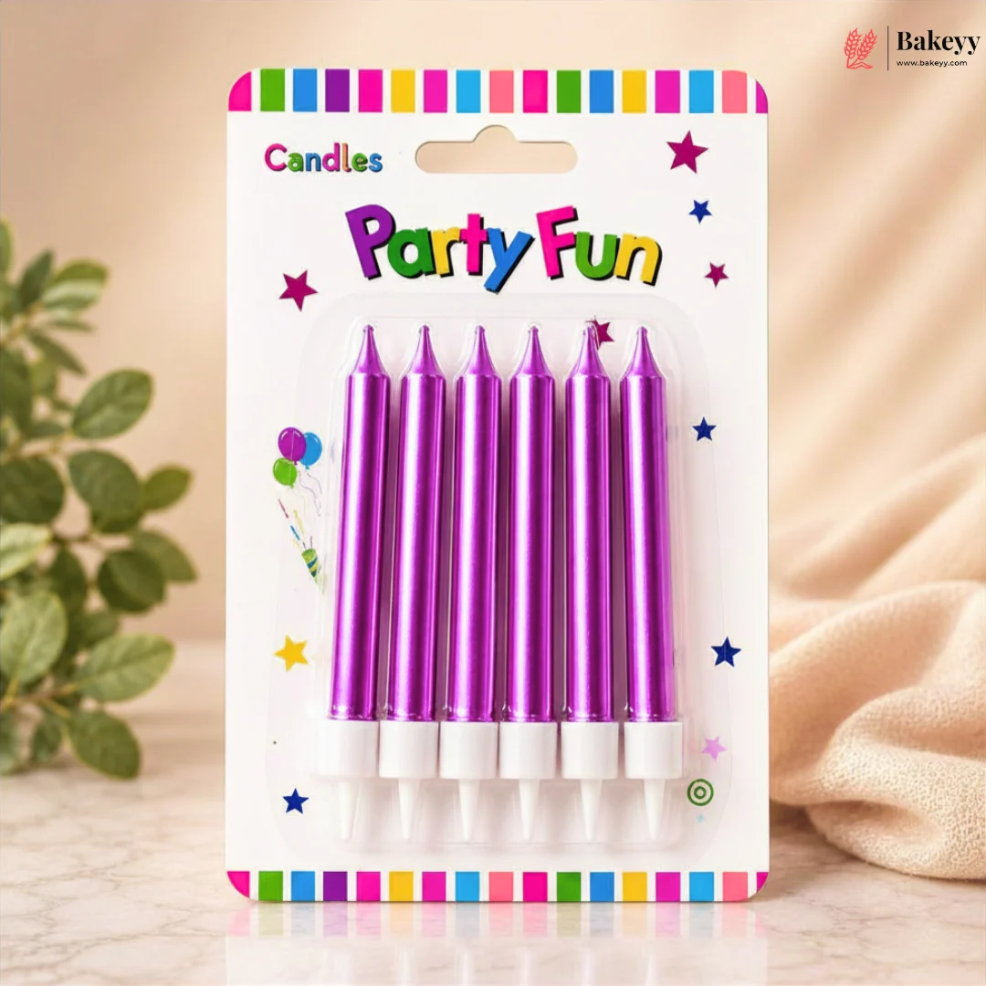 Metallic Finish Candles with Holders | Birthday Cakes & Party Decorations | 6 Pieces per Pack | Pack of 1 - Image 5
