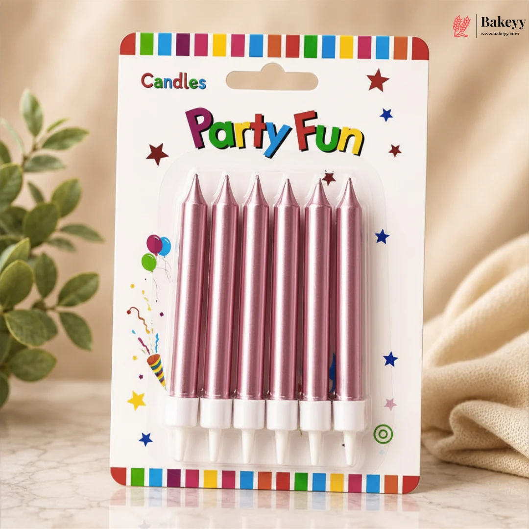 Metallic Finish Candles with Holders | Birthday Cakes & Party Decorations | 6 Pieces per Pack | Pack of 1 - Image 6