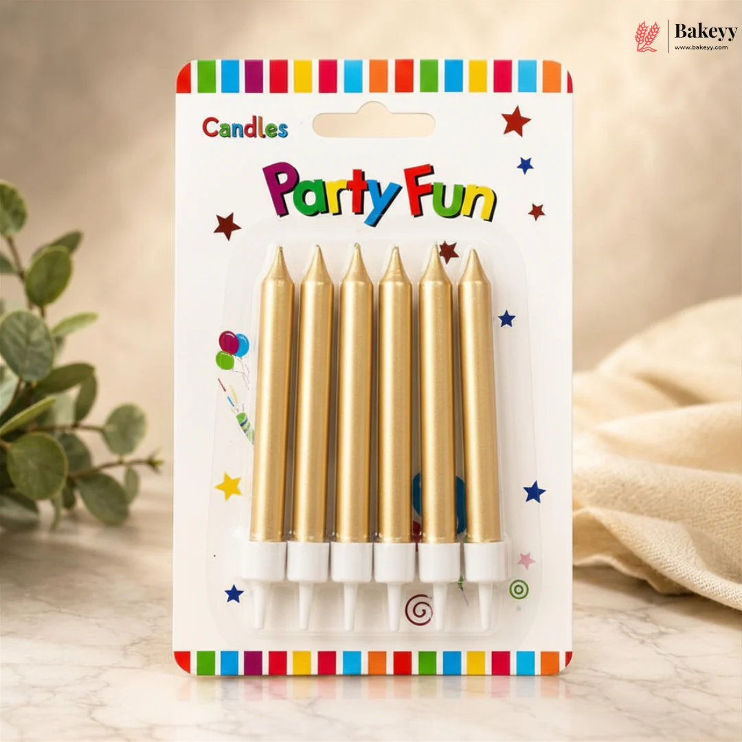 Metallic Finish Candles with Holders | Birthday Cakes & Party Decorations | 6 Pieces per Pack | Pack of 1 - Image 7