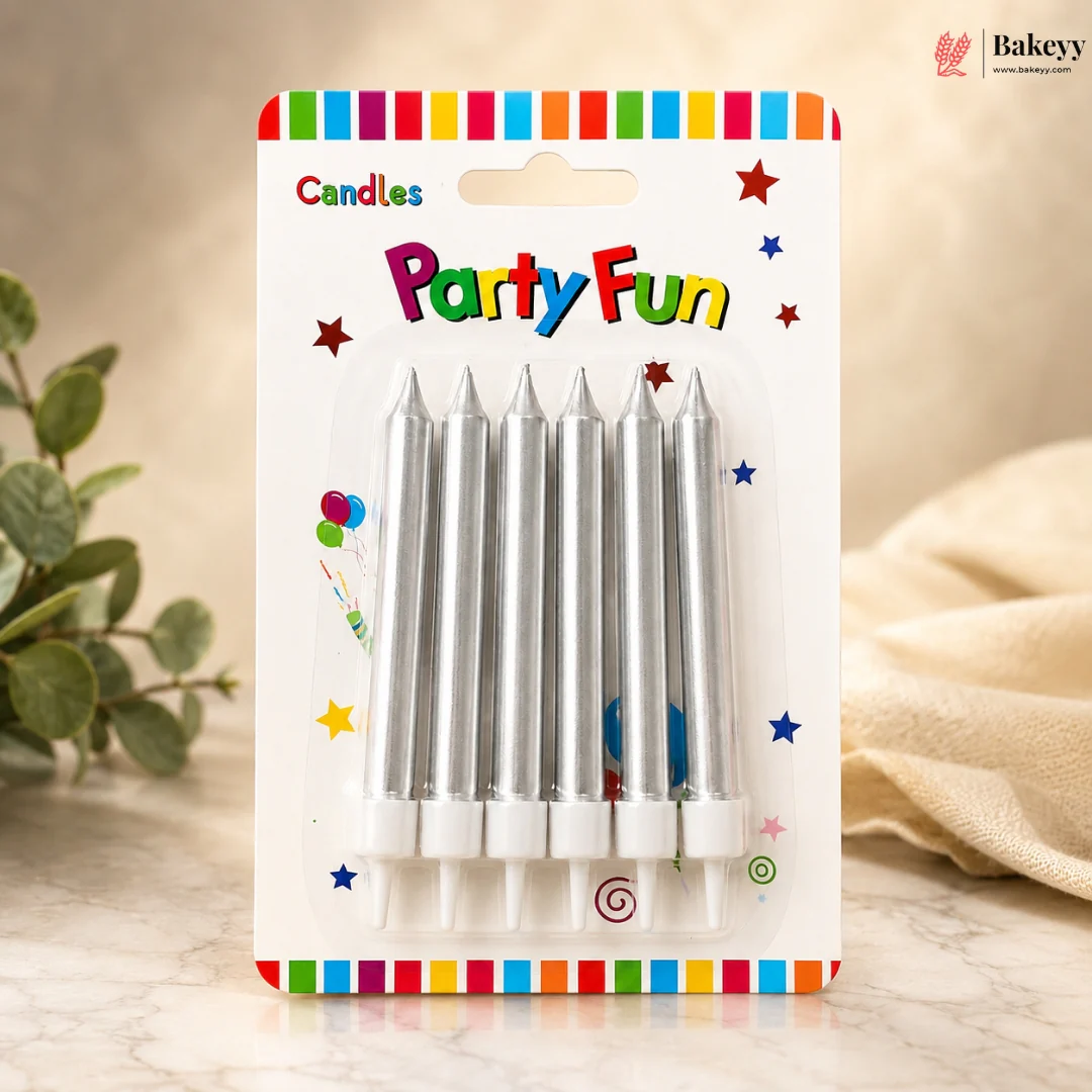 Metallic Finish Candles with Holders | Birthday Cakes & Party Decorations | 6 Pieces per Pack | Pack of 1 - Image 8