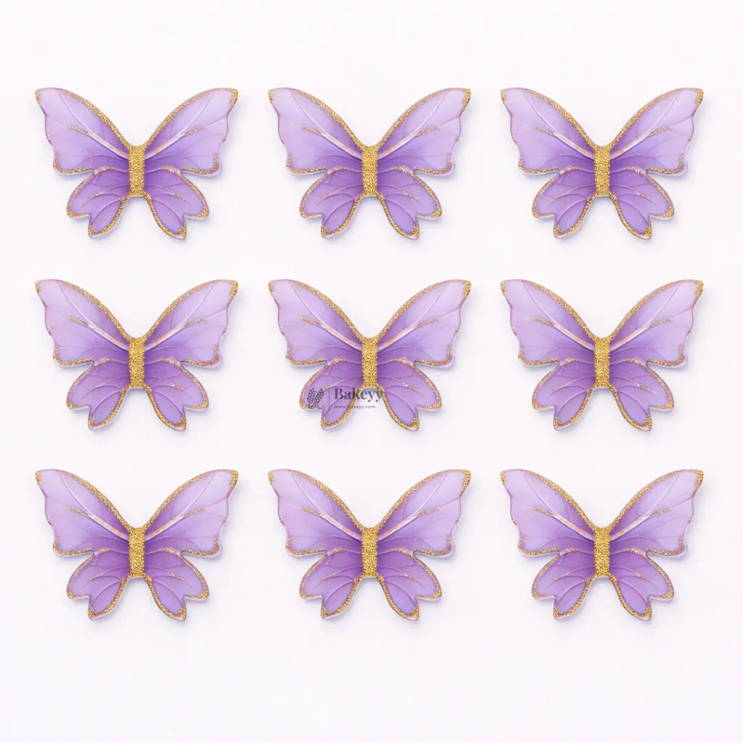 Pastel Butterfly Cake Topper with Gold Glitter Edge Detailing | Elegant Decoration for Cakes, Cupcakes & Desserts | Pack of 10 - Image 4