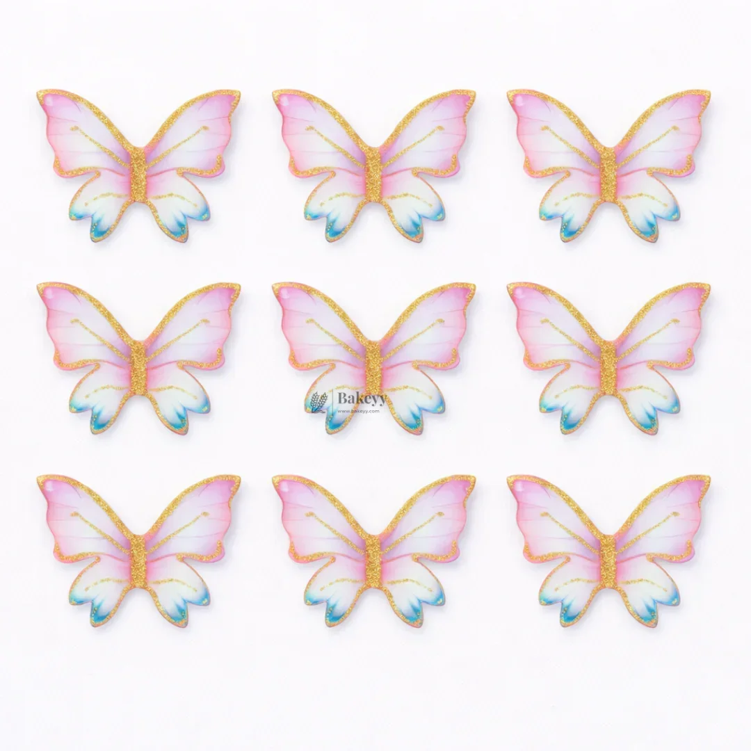 Pastel Butterfly Cake Topper with Gold Glitter Edge Detailing | Elegant Decoration for Cakes, Cupcakes & Desserts | Pack of 10 - Image 5