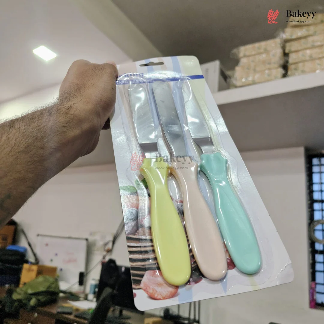 Pastel Icing Spatula Knife Set | Cake Cream Spreading Tool | 3 Pieces Per Pack | Pack of 1 - Image 3