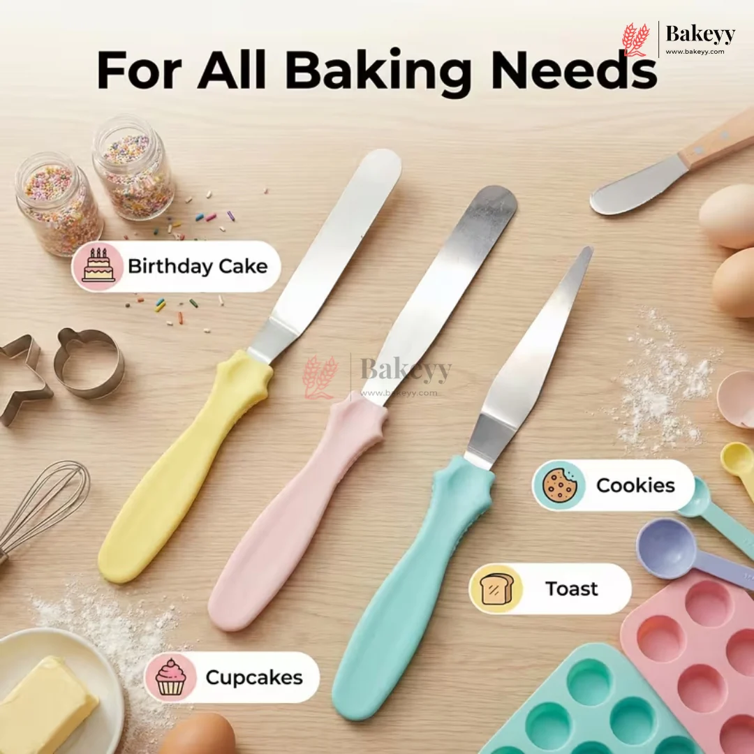 Pastel Icing Spatula Knife Set | Cake Cream Spreading Tool | 3 Pieces Per Pack | Pack of 1 - Image 4