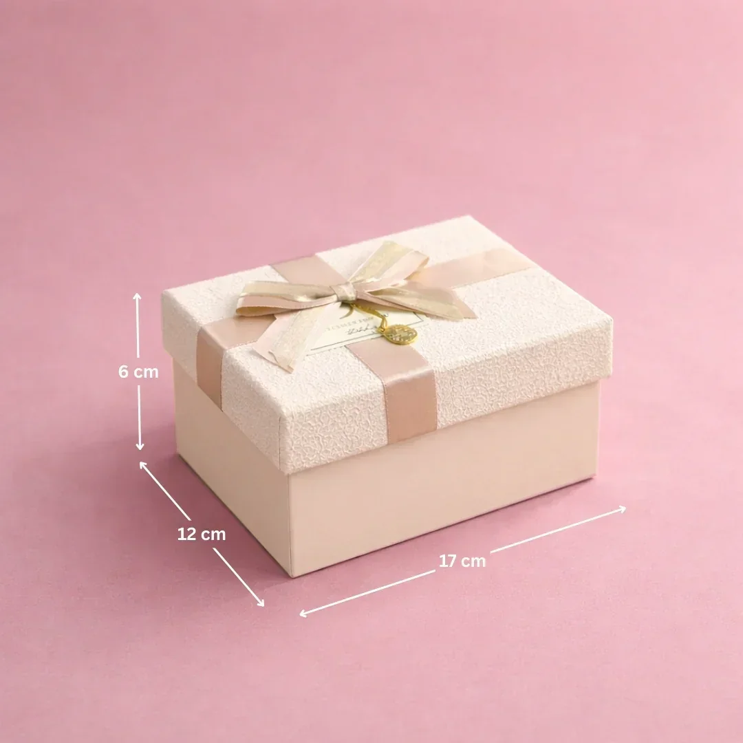 Peach Textured Luxury Gift Box | Premium Rigid Hamper Gift Box with Lid & Ribbon | 3 Sizes Available | Pack of 1 - Image 3