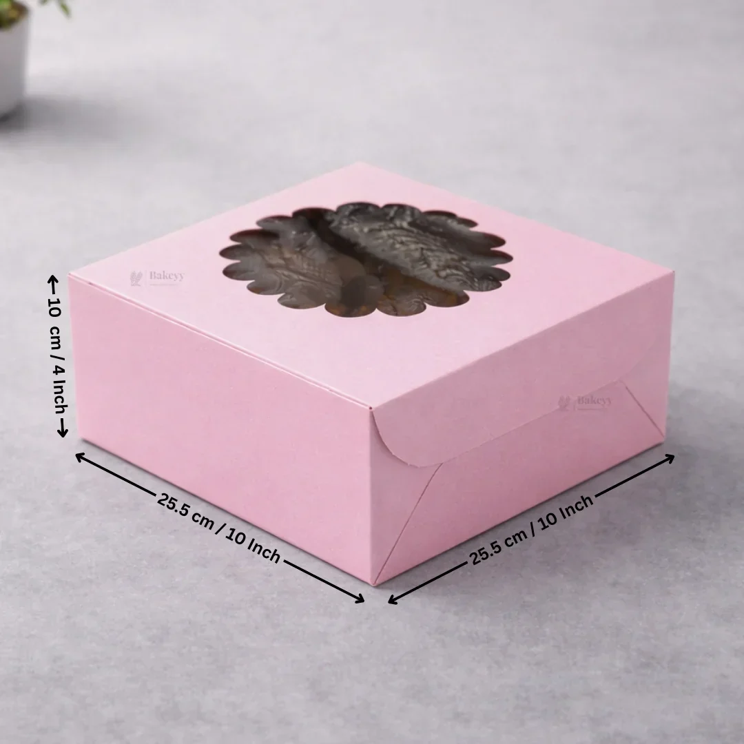 Pink Cake Box with Flower Window Top | Multiple Sizes Available | Pack of 25 - Image 5