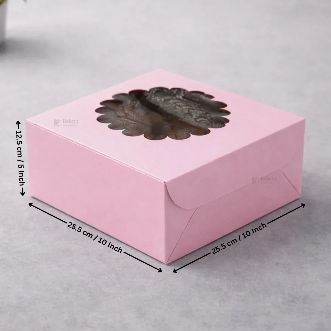 Pink Cake Box with Flower Window Top | Multiple Sizes Available | Pack of 25 - Image 6