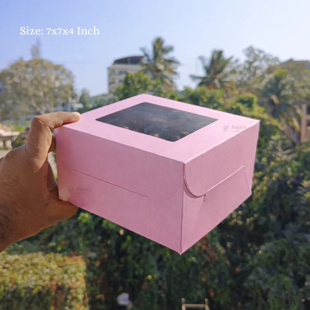 Pink Cake Box with Square Top Window | Pack of 25 - Image 2