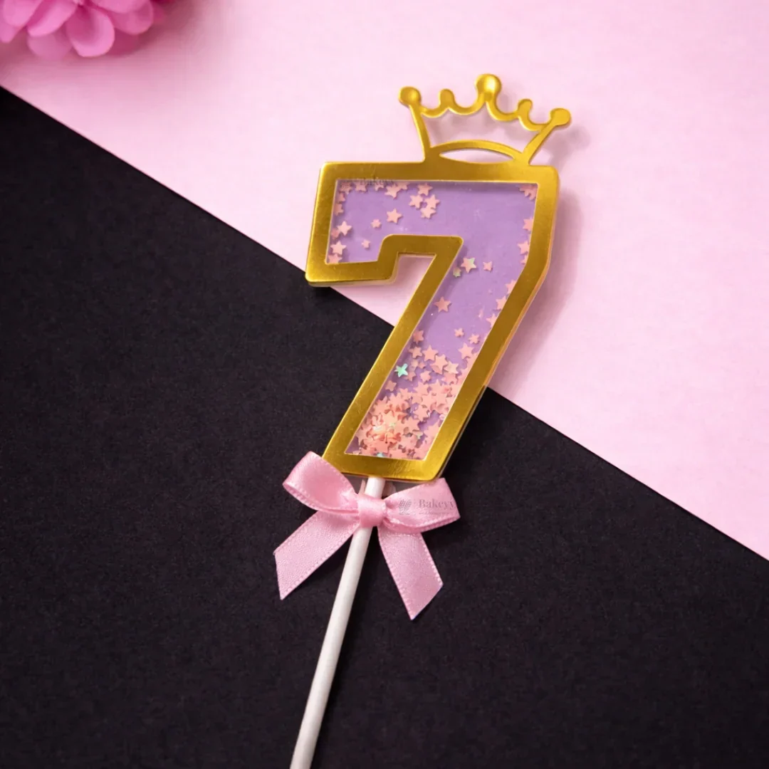 Pink Crown Shaker Number Cake Topper | 0–9 Available | Pack of 1 - Image 11