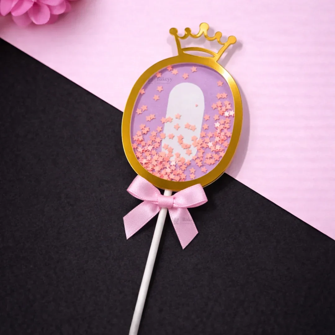 Pink Crown Shaker Number Cake Topper | 0–9 Available | Pack of 1 - Image 14