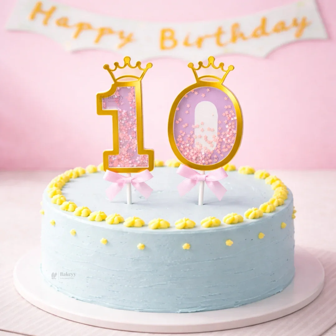 Pink Crown Shaker Number Cake Topper | 0–9 Available | Pack of 1 - Image 4
