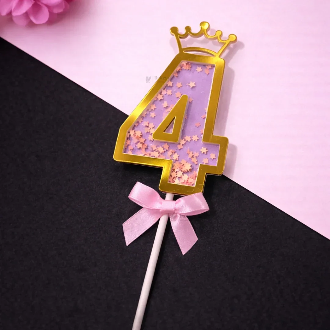 Pink Crown Shaker Number Cake Topper | 0–9 Available | Pack of 1 - Image 8