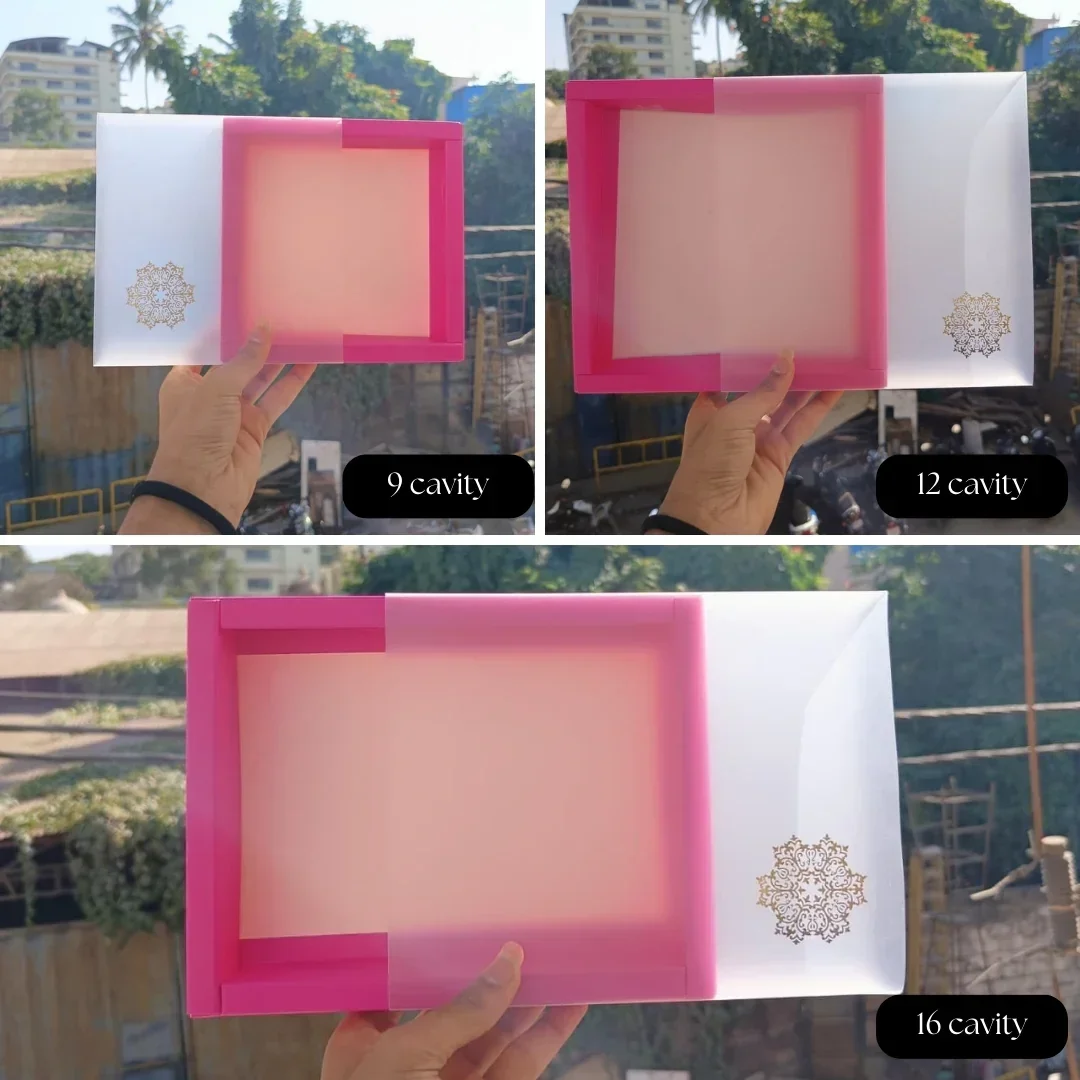 Pink Sliding Chocolate Box with Gold Cavity | Premium Gift Box for Chocolates | Pack of 10 - Image 2
