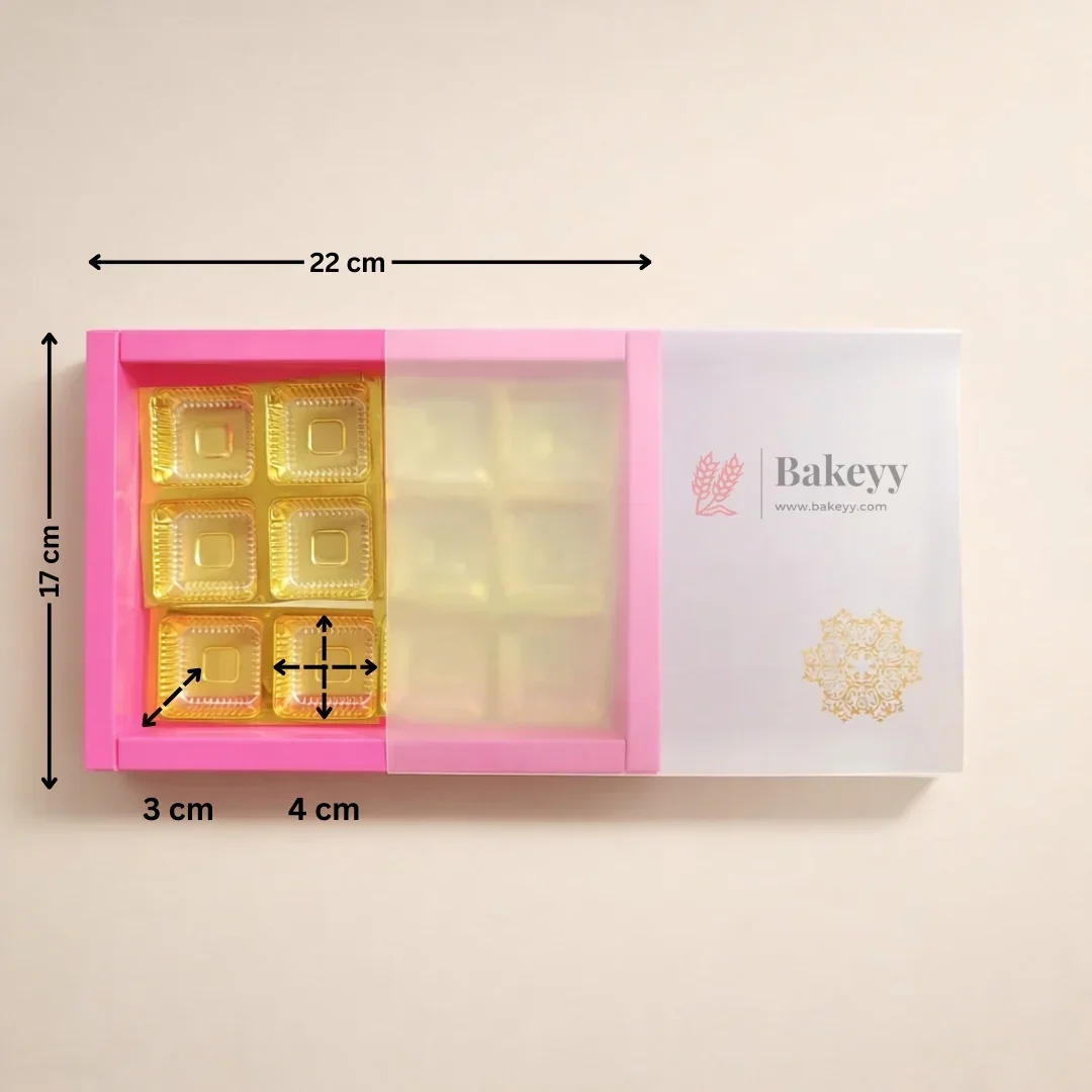Pink Sliding Chocolate Box with Gold Cavity | Premium Gift Box for Chocolates | Pack of 10 - Image 4