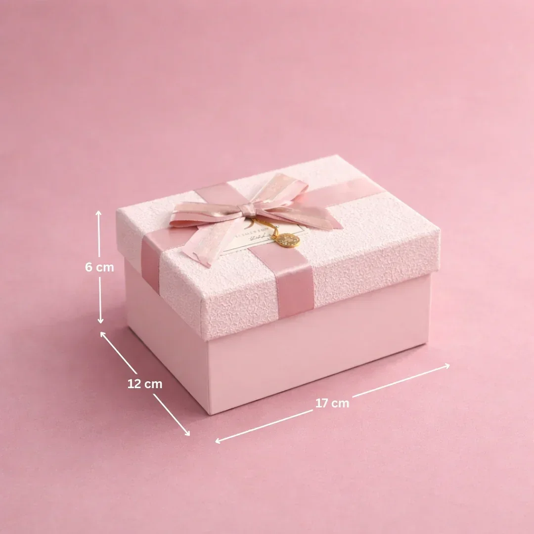 Pink Textured Luxury Gift Box | Premium Rigid Hamper Gift Box with Lid & Ribbon | 3 Sizes Available | Pack of 1 - Image 3