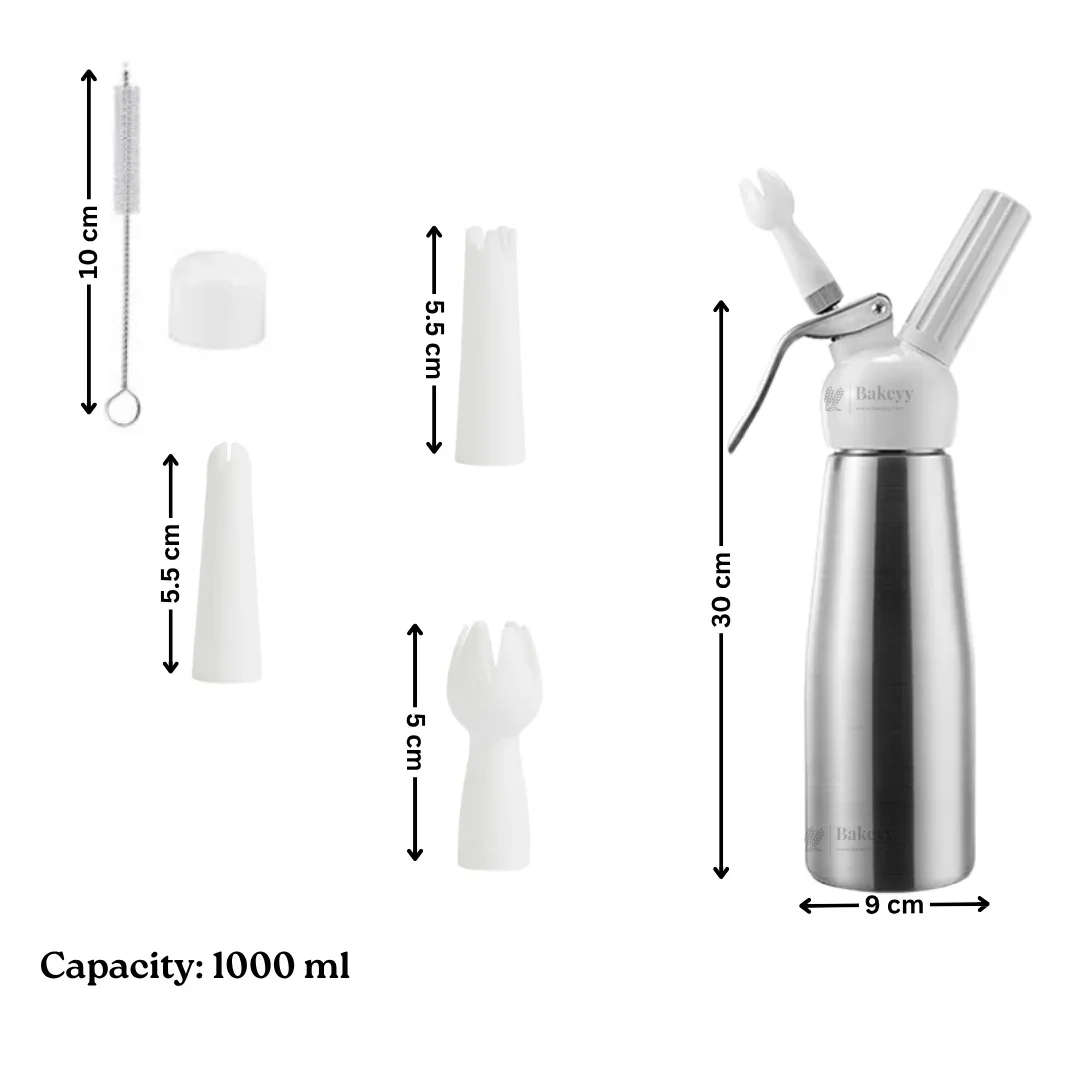 Plastic Head Cream Whipper | Whipped Cream Dispenser for Desserts & Beverages | 500ml / 1000ml Capacity Available | Pack of 1 - Image 6