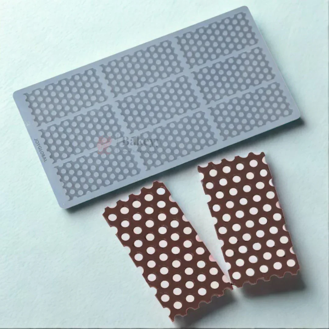 Polka Dot Texture Garnishing Silicone Mould for Cakes & Chocolates | Rectangle Panel Mould | Pack of 1