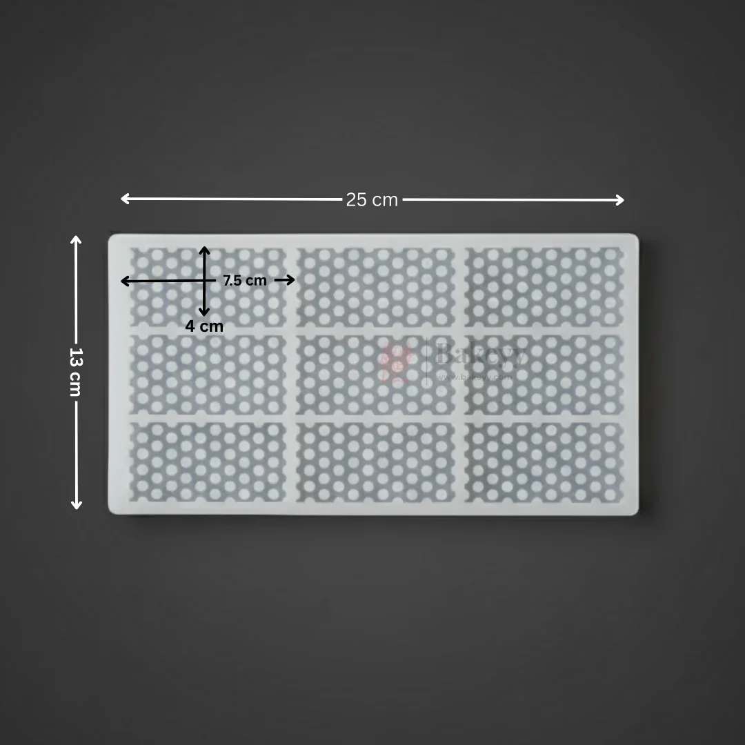 Polka Dot Texture Garnishing Silicone Mould for Cakes & Chocolates | Rectangle Panel Mould | Pack of 1 - Image 2