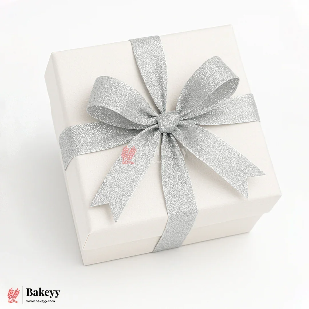 25mtr Premium 2.5cm Metallic Silver Ribbon Roll – Elegant Shiny Finish| 1 Roll - Image 3