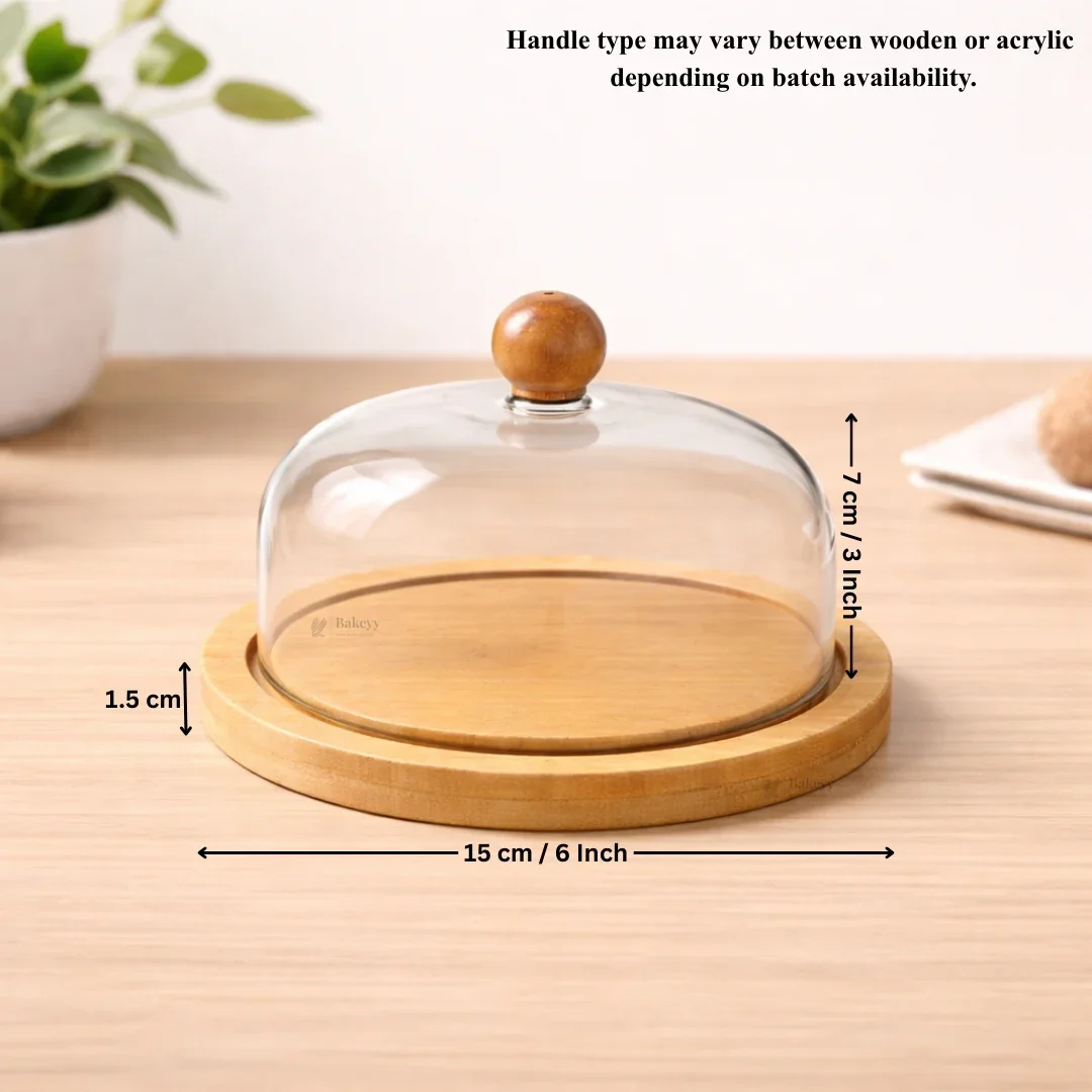 Premium Acrylic Cake Dome with Wooden Base | Dessert Display Cover | 2 Sizes Available | Pack of 1 - Image 8