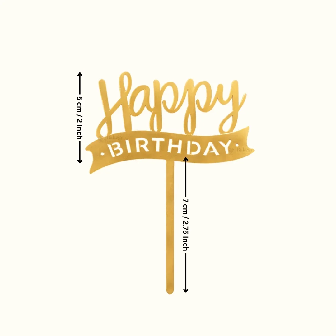 Premium Acrylic Happy Birthday Cake Toppers | Princess, Floral & Character Designs | Pack of 5 - Image 3