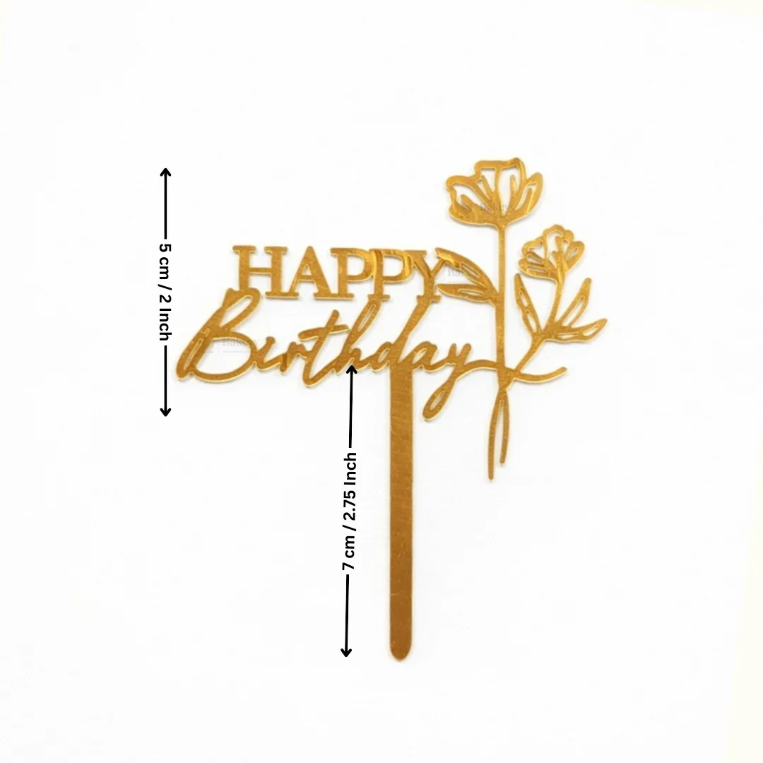 Premium Acrylic Happy Birthday Cake Toppers | Princess, Floral & Character Designs | Pack of 5 - Image 5