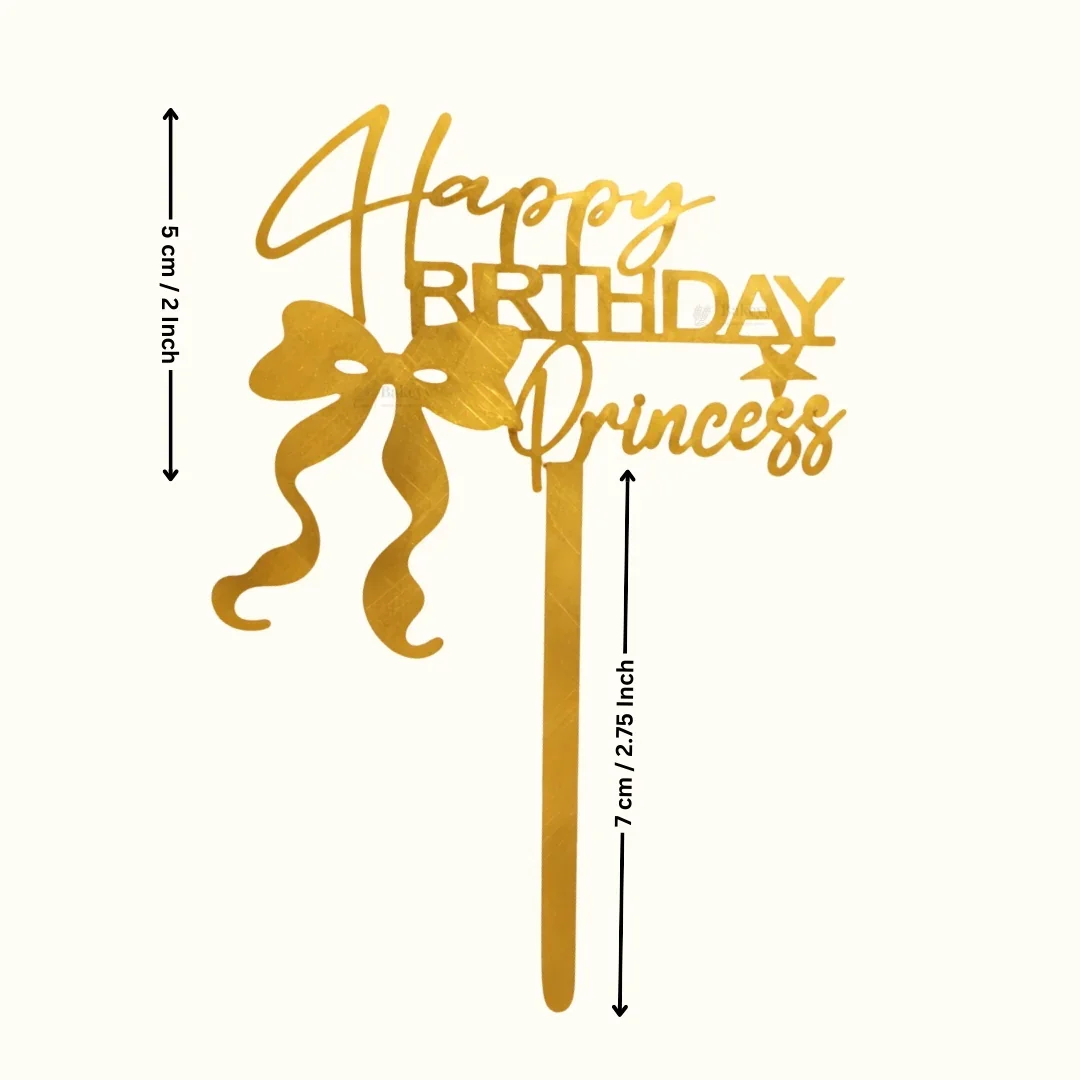 Premium Acrylic Happy Birthday Cake Toppers | Princess, Floral & Character Designs | Pack of 5 - Image 6