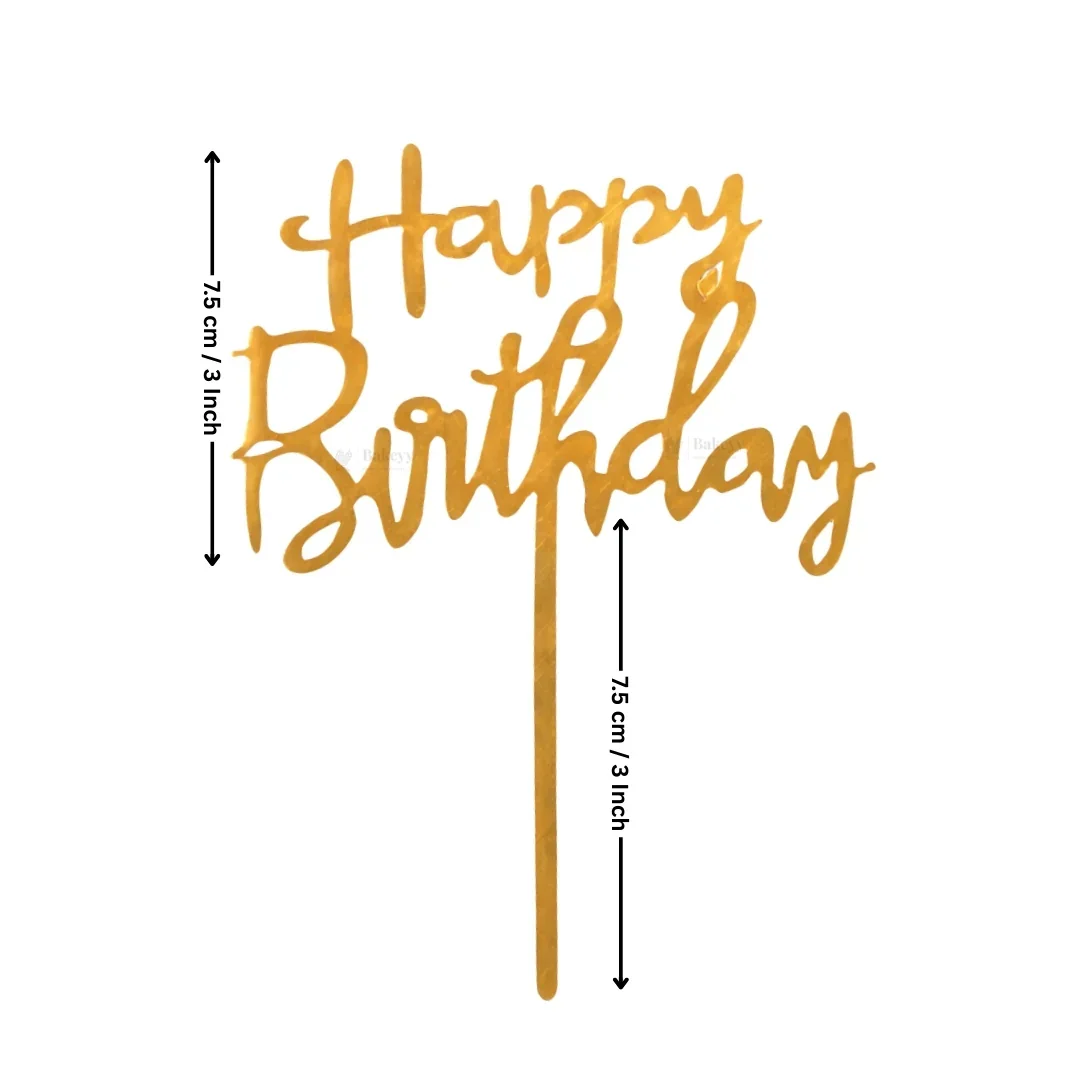 Premium Acrylic Happy Birthday Cake Toppers | Script & Modern Typography Collection | Pack of 5 - Image 2