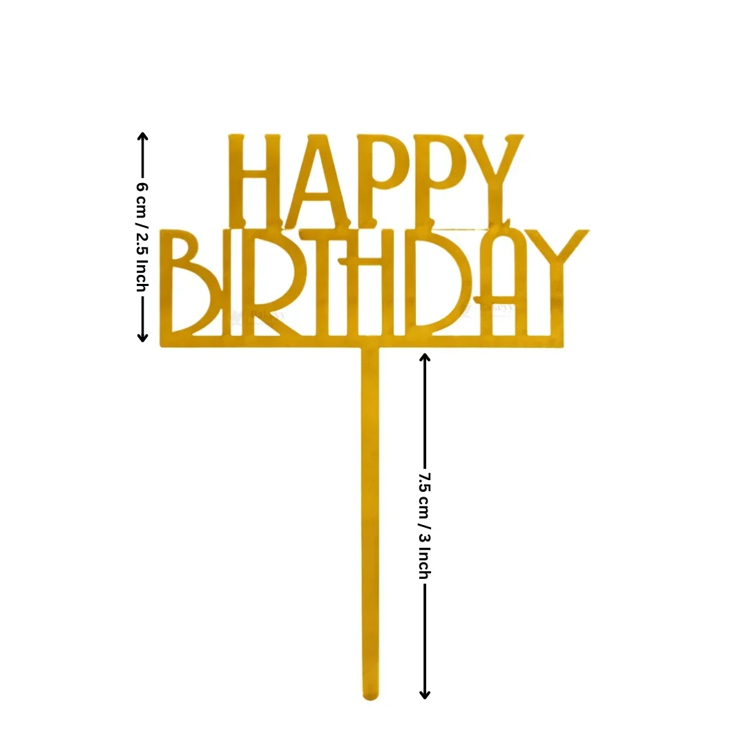 Premium Acrylic Happy Birthday Cake Toppers | Script & Modern Typography Collection | Pack of 5 - Image 3