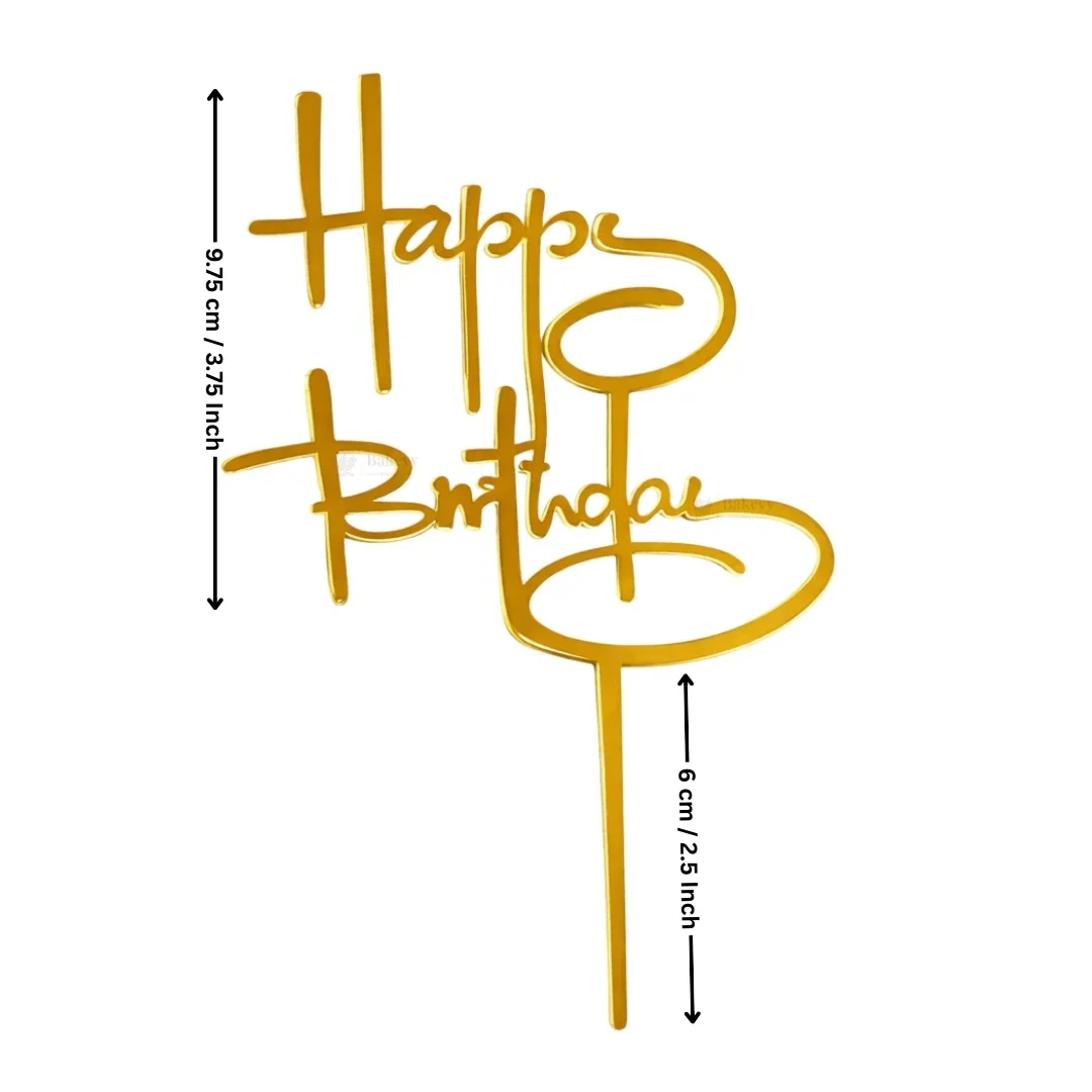 Premium Acrylic Happy Birthday Cake Toppers | Script & Modern Typography Collection | Pack of 5 - Image 4