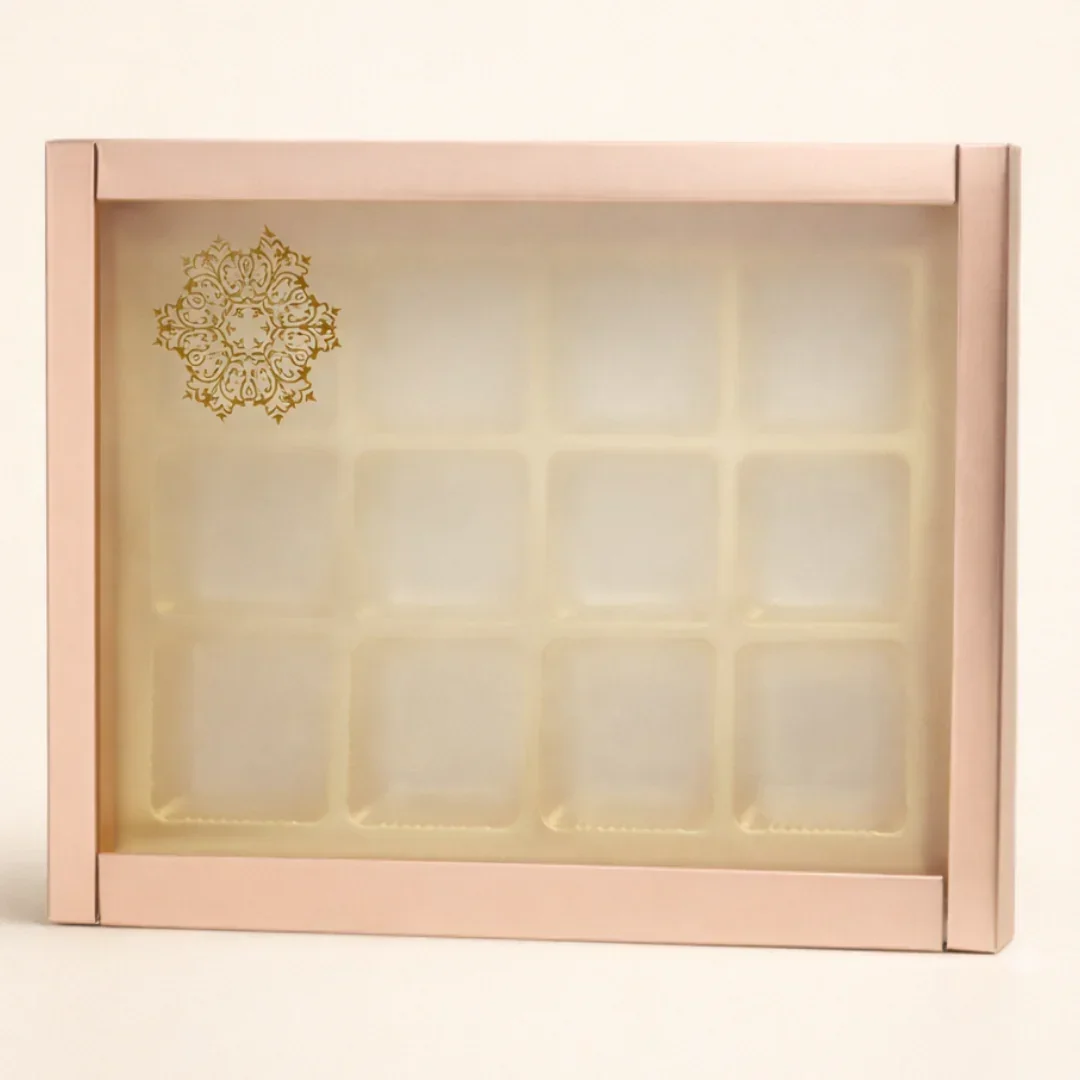 Premium Chocolate Box with Gold 9 Cavity Tray | Sliding Sleeve Gift Box | Pack of 10 - Image 4