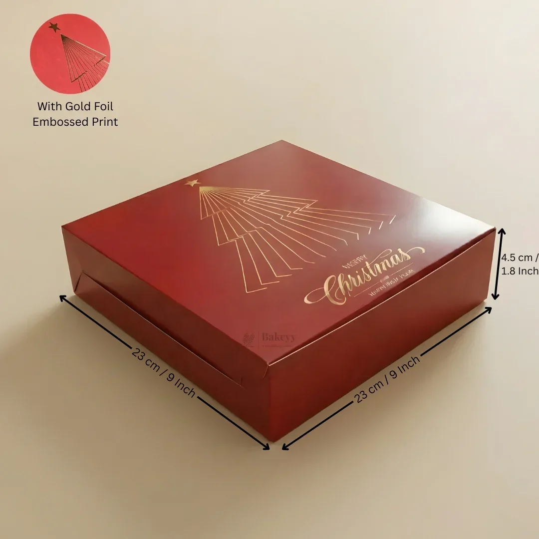 Premium Christmas Brownie Gift Box | Golden Christmas Tree Theme | Pack of 25 - Image 2