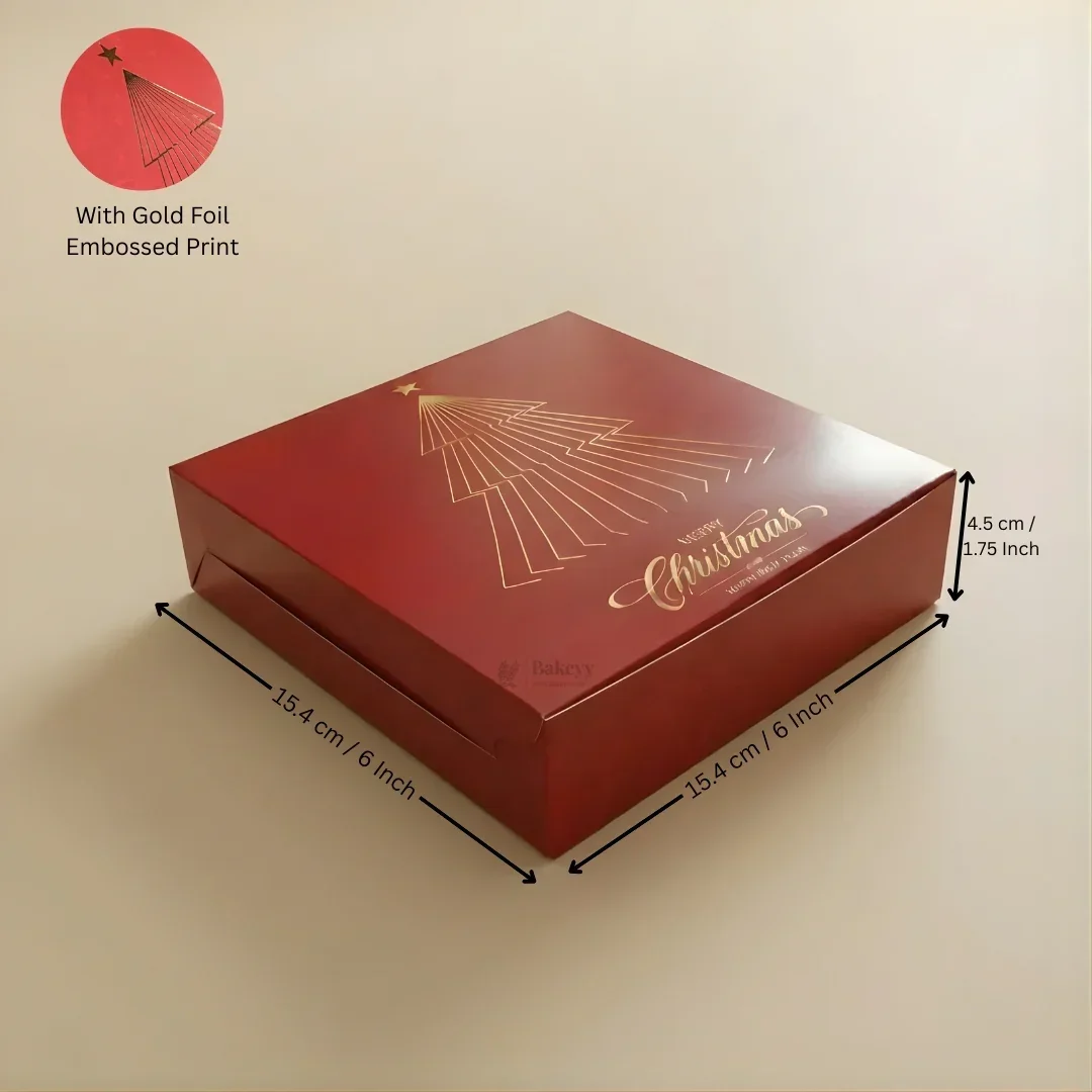 Premium Christmas Brownie Gift Box | Golden Christmas Tree Theme | Pack of 25 - Image 3