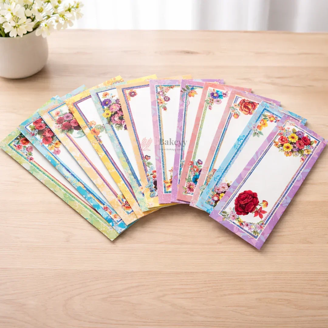 Premium Colorful Floral Print with Glitter Money Envelopes for Wedding Shagun & Cash Gifting | Pack of 10