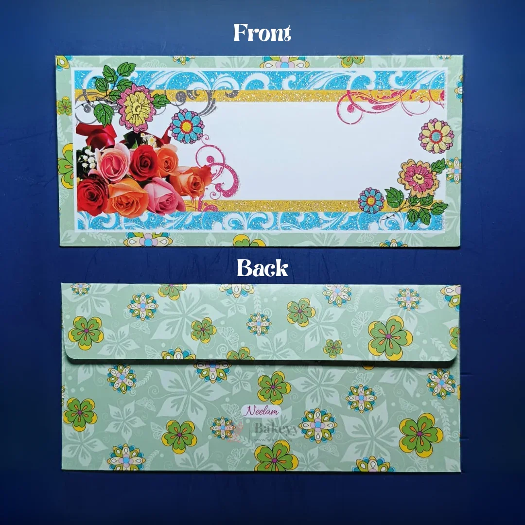 Premium Colorful Floral Print with Glitter Money Envelopes for Wedding Shagun & Cash Gifting | Pack of 10 - Image 13