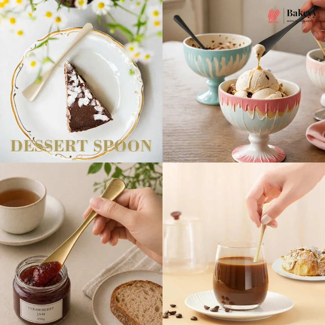 Premium Dessert Spoon | Clear, Black & Matte Gold | Pack of 100 - Image 7